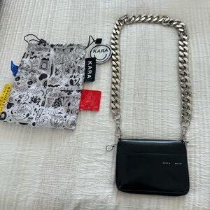 KARA Black Leather Crossbody Bag